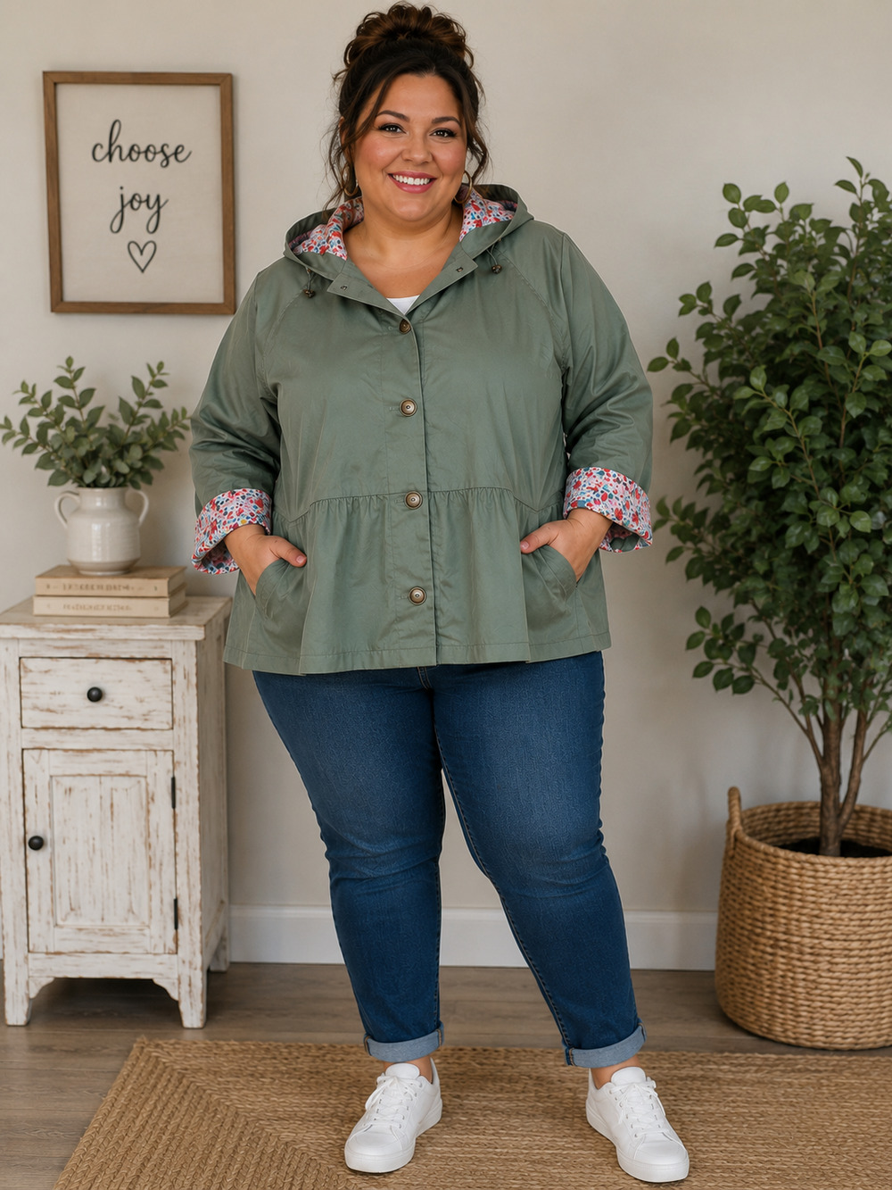 Matilda Jane Raincoat Womens 2XL Boho Cottage Core Ruffled Jacket Green NWOT